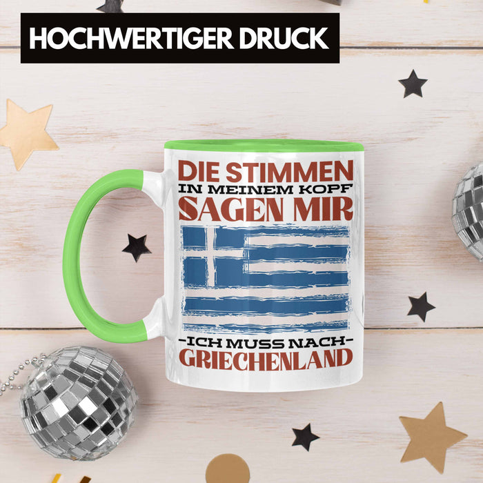 Griechenland Tasse Urlaub Heimat Geschenk Spruch Grieche Geschenkidee Grün Trendation
