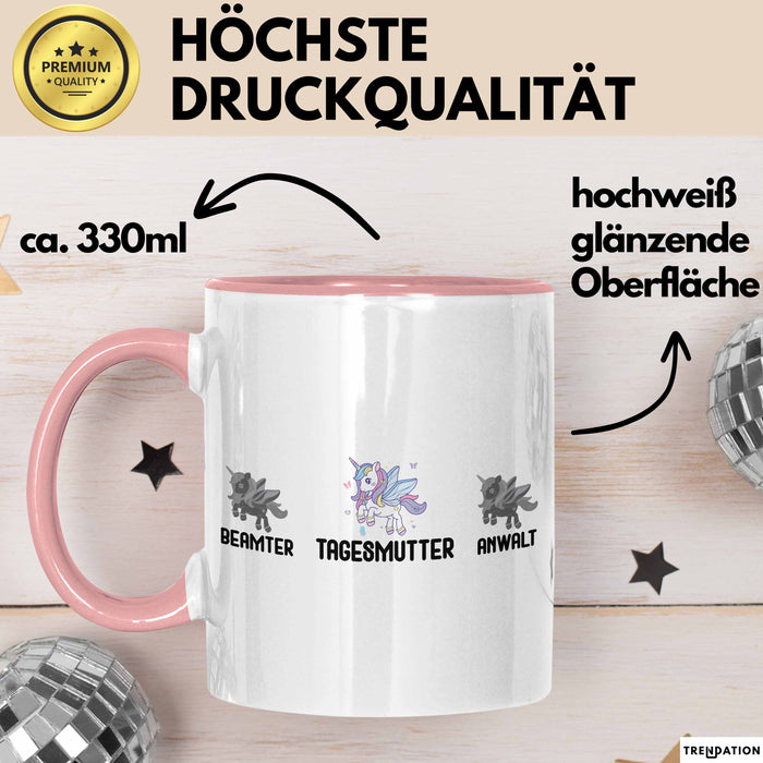 Tagesmutter Tasse Geschenk Beste Tagesmutter Einhorn Geschenkidee Kaffee-Becher Rosa Trendation