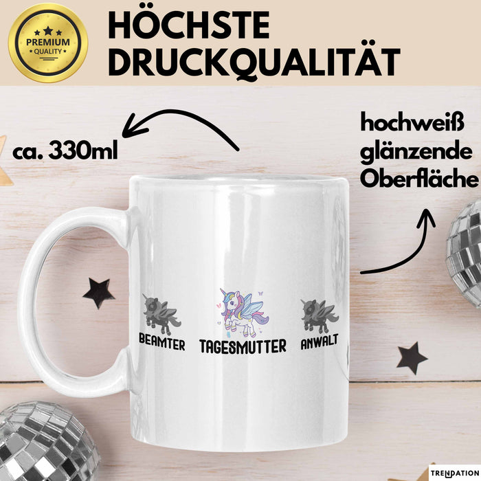 Tagesmutter Tasse Geschenk Beste Tagesmutter Einhorn Geschenkidee Kaffee-Becher Weiß Trendation