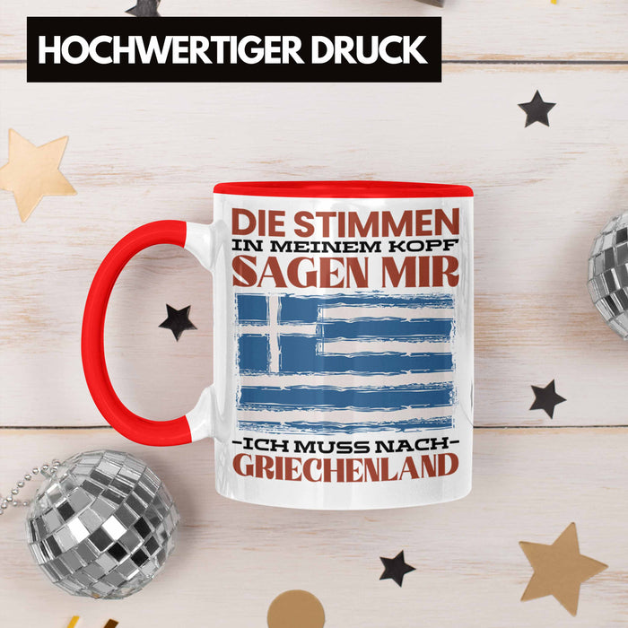 Griechenland Tasse Urlaub Heimat Geschenk Spruch Grieche Geschenkidee Rot Trendation