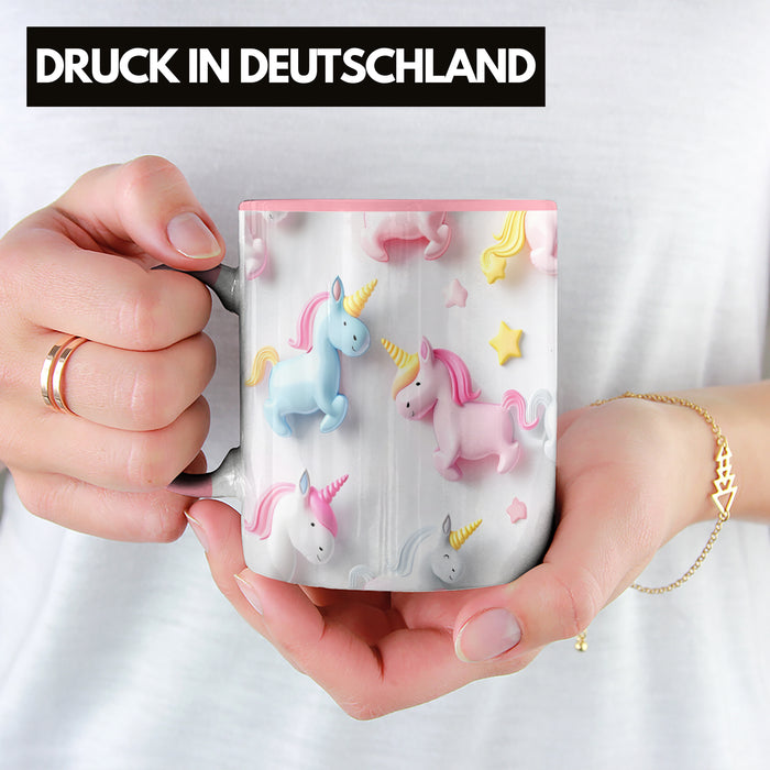 3D Tasse Einhorn Grafik Geschenkidee Mädchen 3D Einhorn Motiv Luftballong Viele Einhörner Rosa Trendation