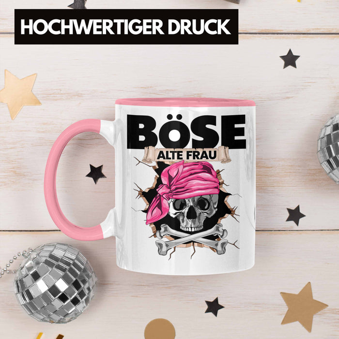 Böse Alte Frau Tasse Geschenk für Frauen Geschenkidee Piratin Kaffee-Becher Rosa Trendation