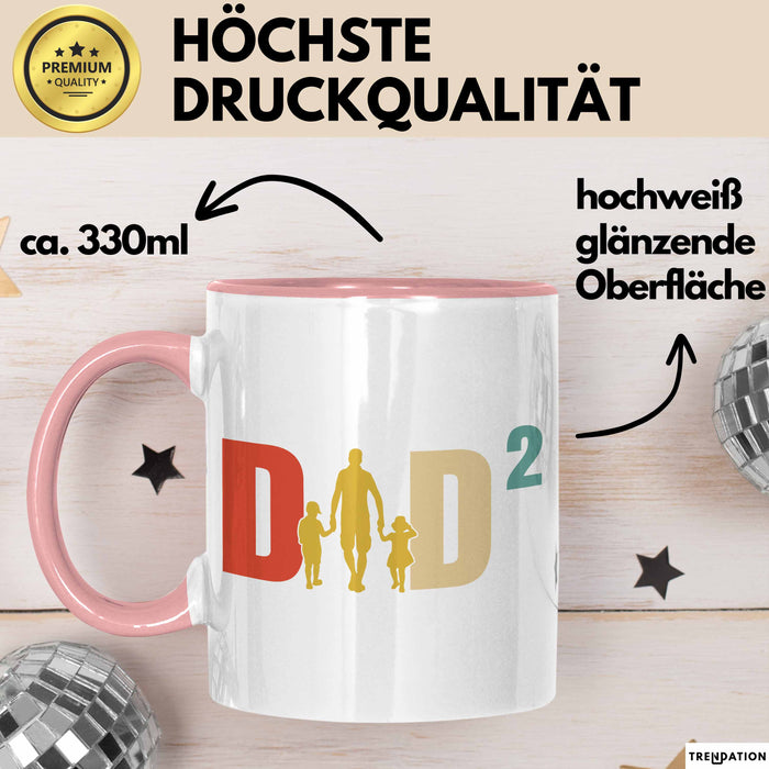 Zwillinge Papa Tasse Geschenk Dad Hoch 2 Geschenkidee Für Zwillings-Papa Vater Kaffee-Becher Rosa Trendation