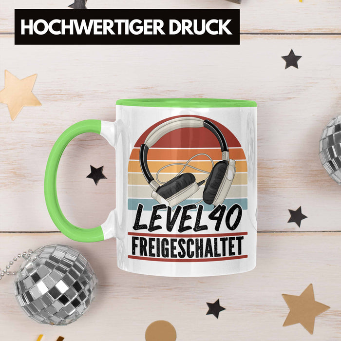 40. Geburtstag Geschenk Männer Gaming Kaffee-Becher Gamer 40er Geburtstag Geschenkidee Tasse Grün Trendation