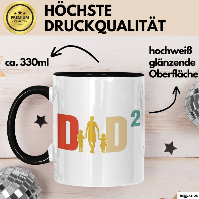 Zwillinge Papa Tasse Geschenk Dad Hoch 2 Geschenkidee Für Zwillings-Papa Vater Kaffee-Becher Trendation