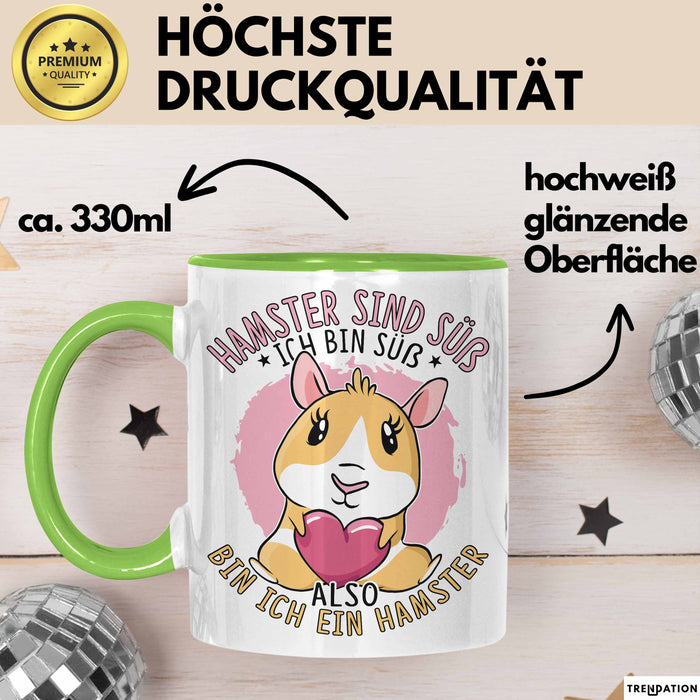 Hamster-Liebhaber Geschenk Tasse Mädchen Hamster Sind Süß Ich Bin Ein Hamster Kaffee-Becher Grün Trendation
