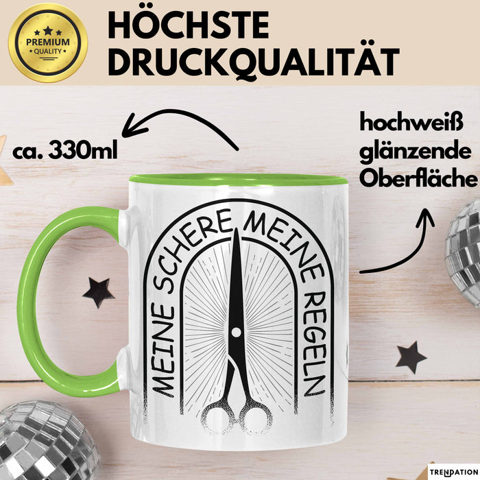 Friseurin Tasse Geschenk Meine Schere Meine Regeln Grün Trendation