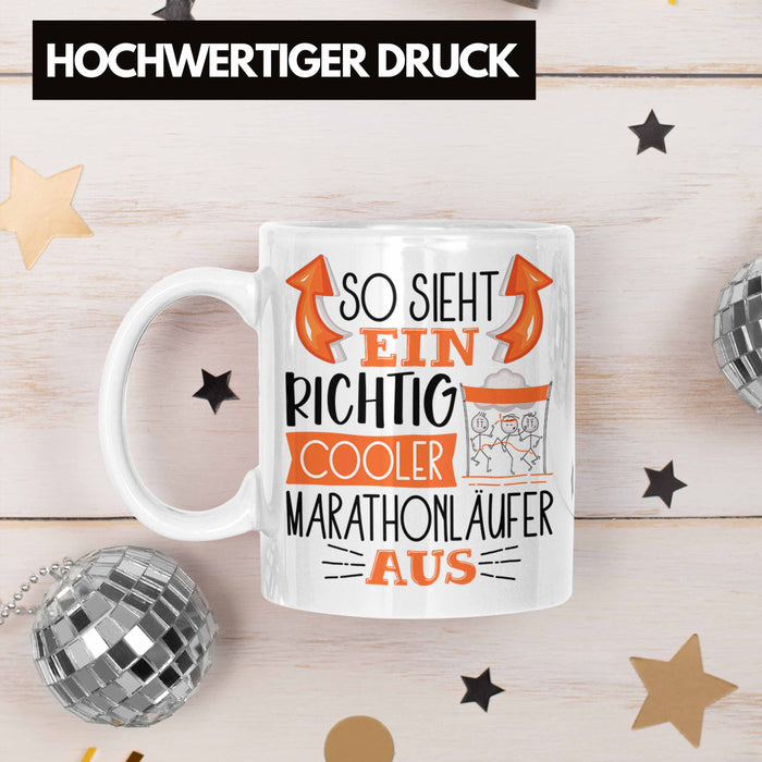 So Sieht Ein Richtig Cooler Marathonläufer Aus Geschenk Tasse Lustiger Spruch Geschenkidee Weiß Trendation
