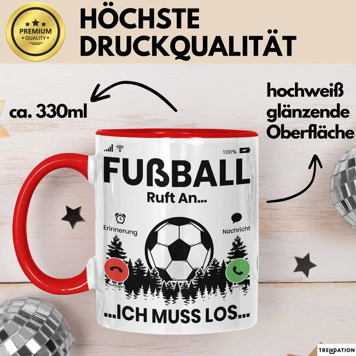 Fussballer Tasse Geschenk Fussballspieler Geschenkidee Fußball Ruft An Kaffee-Becher Rot Trendation