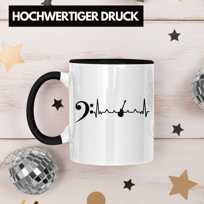Bassist Tasse Geschenk Bass-Spieler Geschenkidee Kaffee-Becher Herzschlag Trendation