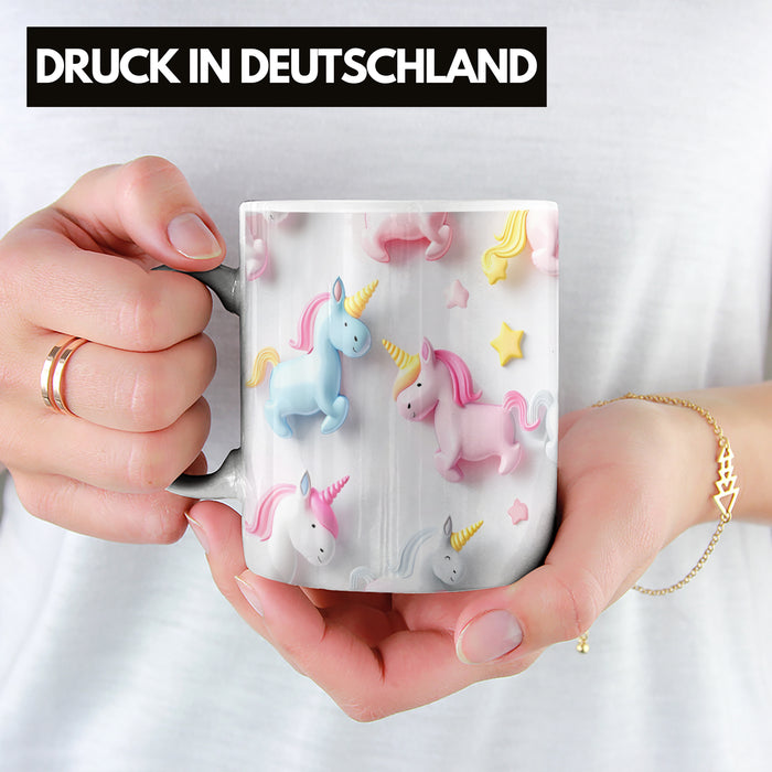 3D Tasse Einhorn Grafik Geschenkidee Mädchen 3D Einhorn Motiv Luftballong Viele Einhörner Weiß Trendation