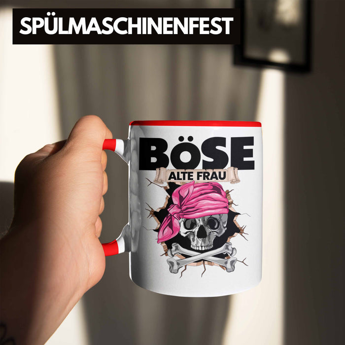 Böse Alte Frau Tasse Geschenk für Frauen Geschenkidee Piratin Kaffee-Becher Rot Trendation