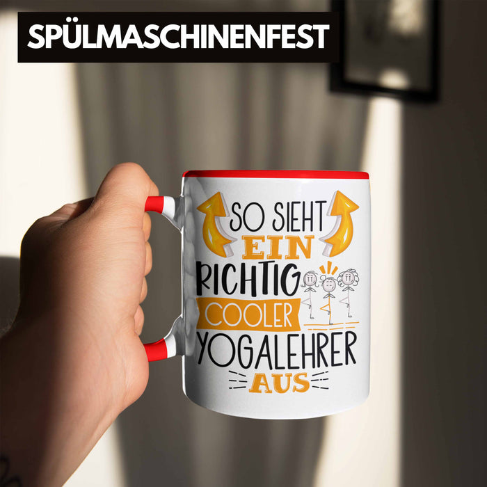 So Sieht Ein Richtig Cooler Yogalehrer Aus Geschenk Tasse Lustiger Spruch Geschenkidee Rot Trendation