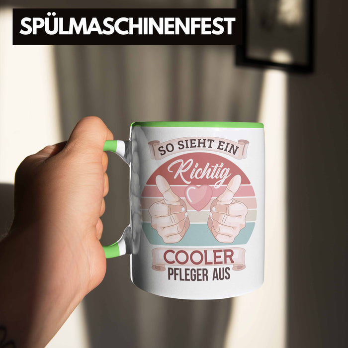 Pfleger Tasse Geschenk Altenpfleger Geschenkidee Pflegekraft Krankenpfleger So Sieht Ein Cooler Pfleger Grün Trendation