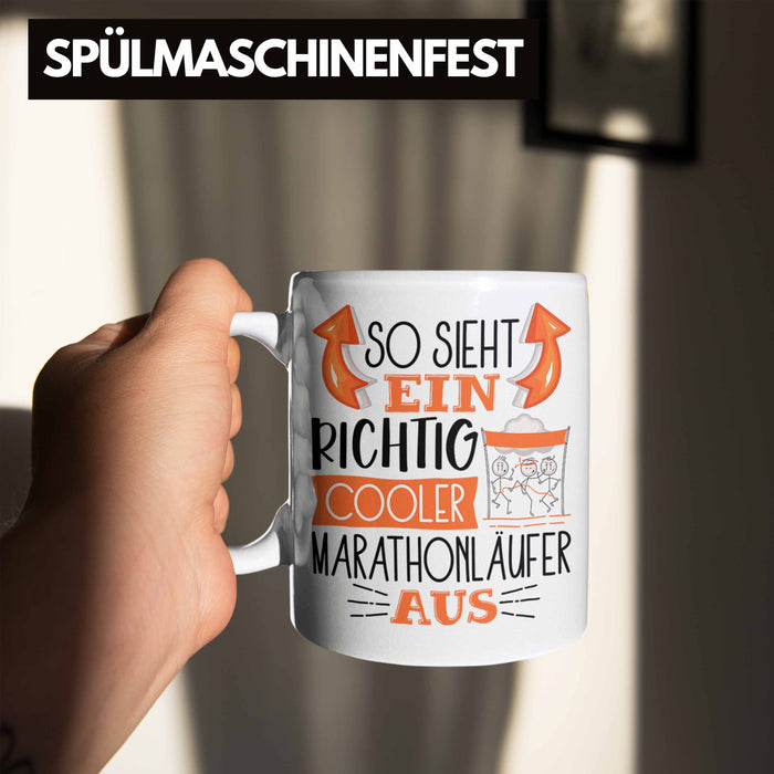 So Sieht Ein Richtig Cooler Marathonläufer Aus Geschenk Tasse Lustiger Spruch Geschenkidee Weiß Trendation