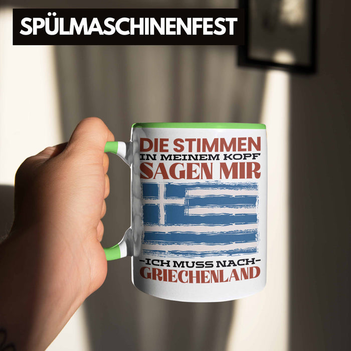 Griechenland Tasse Urlaub Heimat Geschenk Spruch Grieche Geschenkidee Grün Trendation