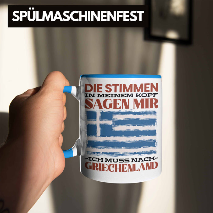 Griechenland Tasse Urlaub Heimat Geschenk Spruch Grieche Geschenkidee Blau Trendation