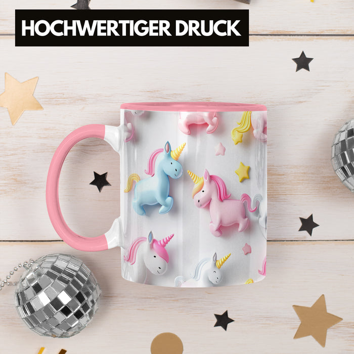 3D Tasse Einhorn Grafik Geschenkidee Mädchen 3D Einhorn Motiv Luftballong Viele Einhörner Rosa Trendation