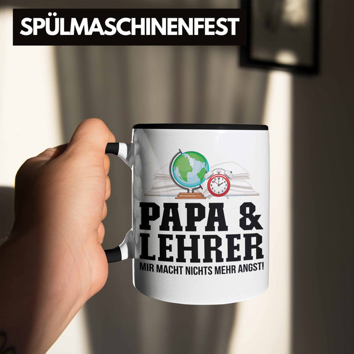 Papa und Lehrer Tasse Geschenkidee Vater für Lehrer Geburtstag Vatertag Spruch Geschenkidee Trendation