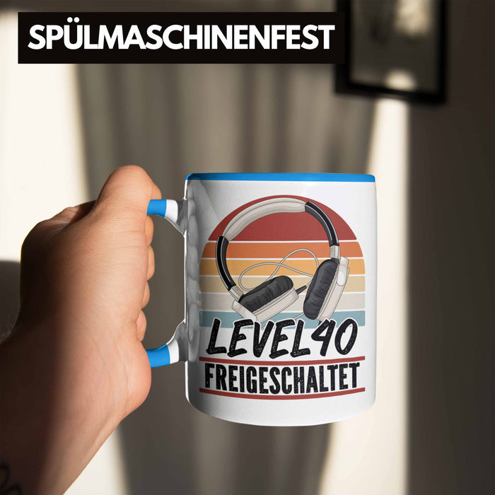 40. Geburtstag Geschenk Männer Gaming Kaffee-Becher Gamer 40er Geburtstag Geschenkidee Tasse Blau Trendation