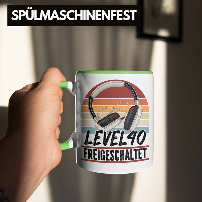 40. Geburtstag Geschenk Männer Gaming Kaffee-Becher Gamer 40er Geburtstag Geschenkidee Tasse Grün Trendation