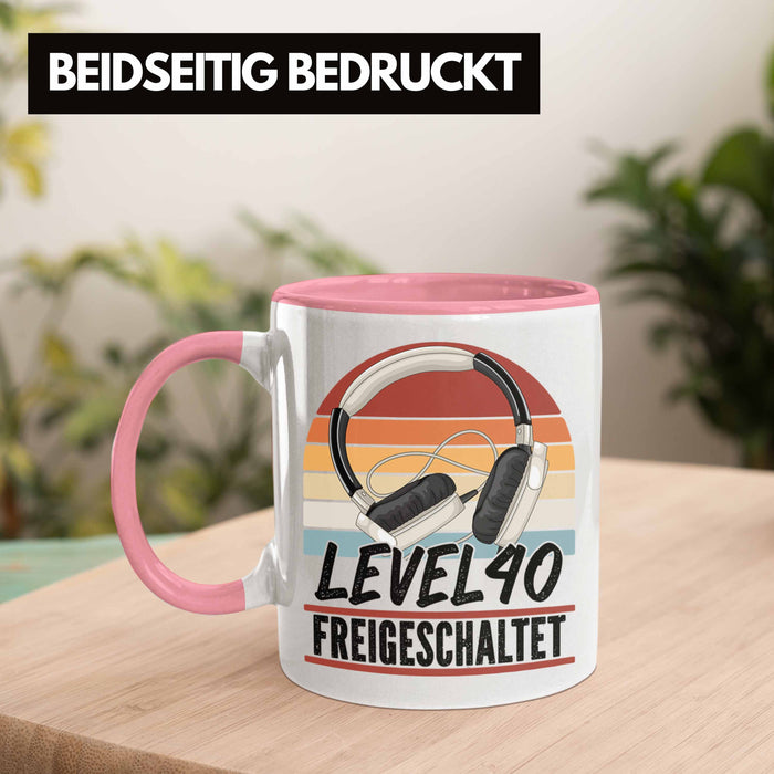 40. Geburtstag Geschenk Männer Gaming Kaffee-Becher Gamer 40er Geburtstag Geschenkidee Tasse Rosa Trendation