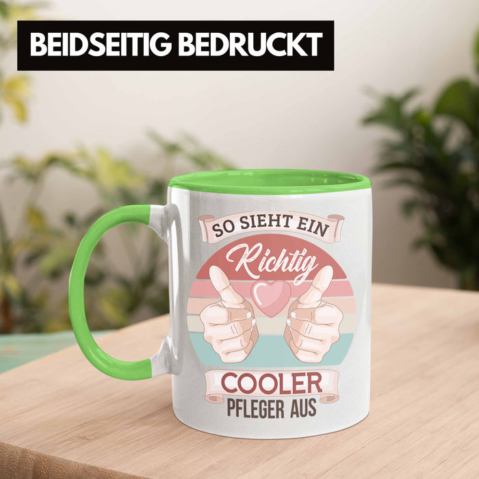 Pfleger Tasse Geschenk Altenpfleger Geschenkidee Pflegekraft Krankenpfleger So Sieht Ein Cooler Pfleger Grün Trendation