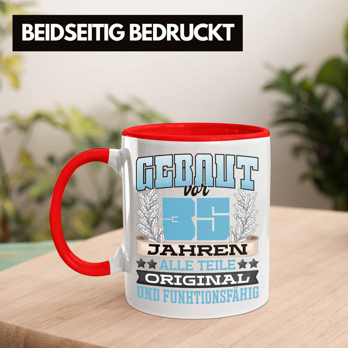 35er Geburtstag Tasse Geschenk Frauen Männer Spruch Gebaut Vor 35er Jahren Rot Trendation