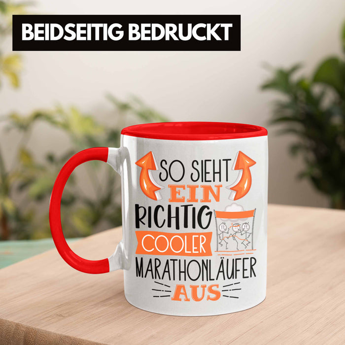 So Sieht Ein Richtig Cooler Marathonläufer Aus Geschenk Tasse Lustiger Spruch Geschenkidee Rot Trendation