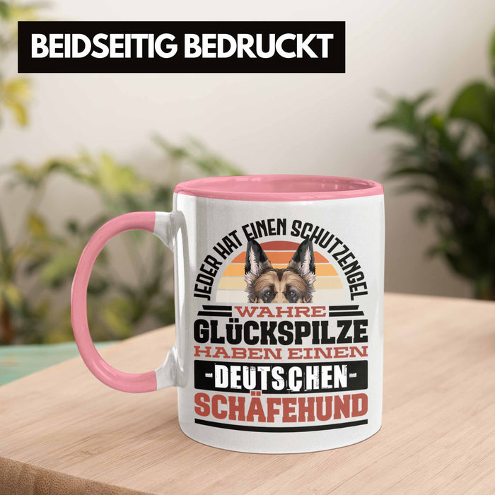 Deutscher Schäferhund Tasse Geschenkidee Kaffee-Becher Schäferhund Besitzer Schutzengel Rosa Trendation