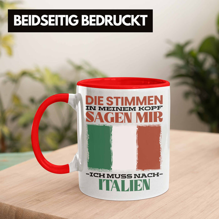 Italien Tasse Urlaub Heimat Geschenk Spruch Italiener Geschenkidee Rot Trendation