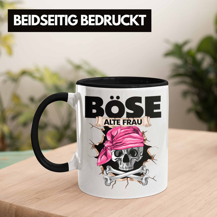 Böse Alte Frau Tasse Geschenk für Frauen Geschenkidee Piratin Kaffee-Becher Trendation