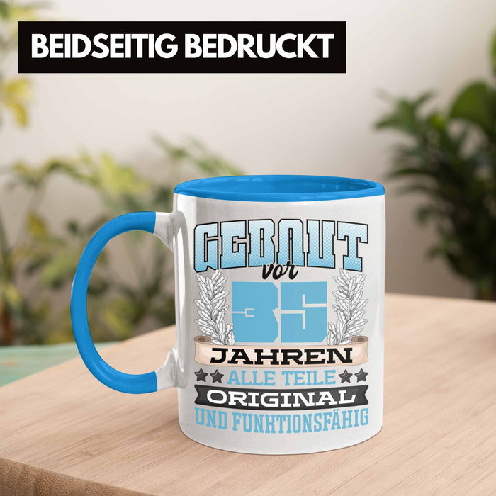 35er Geburtstag Tasse Geschenk Frauen Männer Spruch Gebaut Vor 35er Jahren Blau Trendation