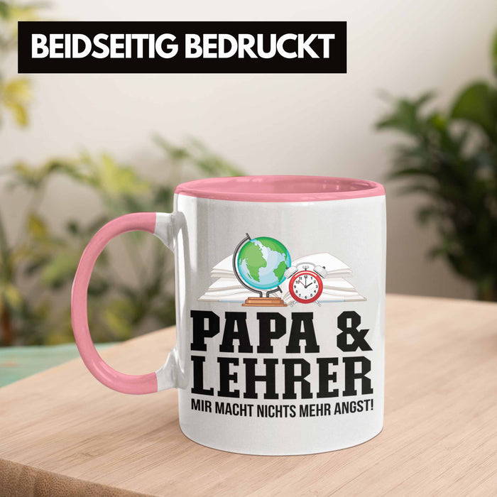 Papa und Lehrer Tasse Geschenkidee Vater für Lehrer Geburtstag Vatertag Spruch Geschenkidee Rosa Trendation