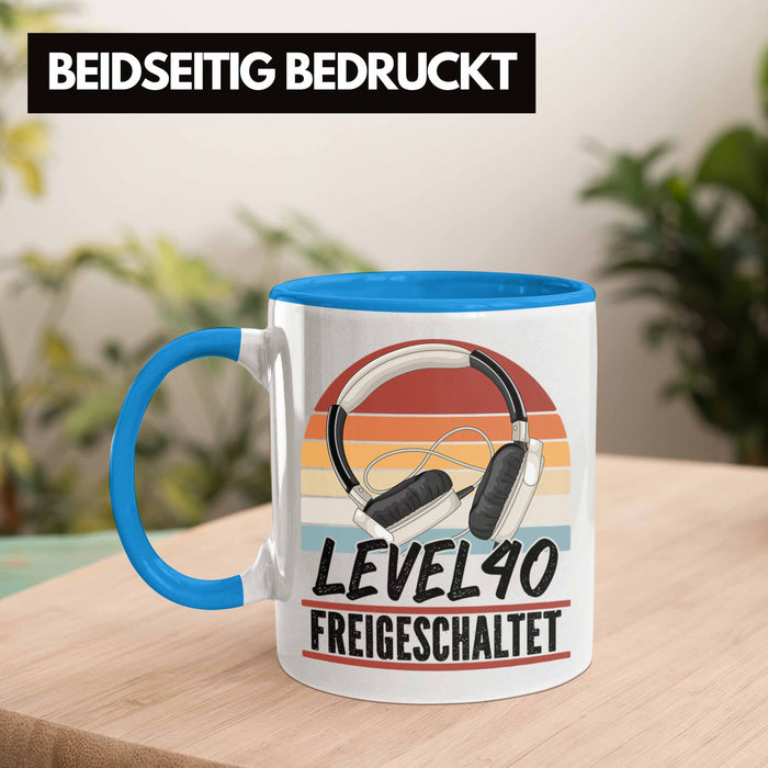 40. Geburtstag Geschenk Männer Gaming Kaffee-Becher Gamer 40er Geburtstag Geschenkidee Tasse Blau Trendation
