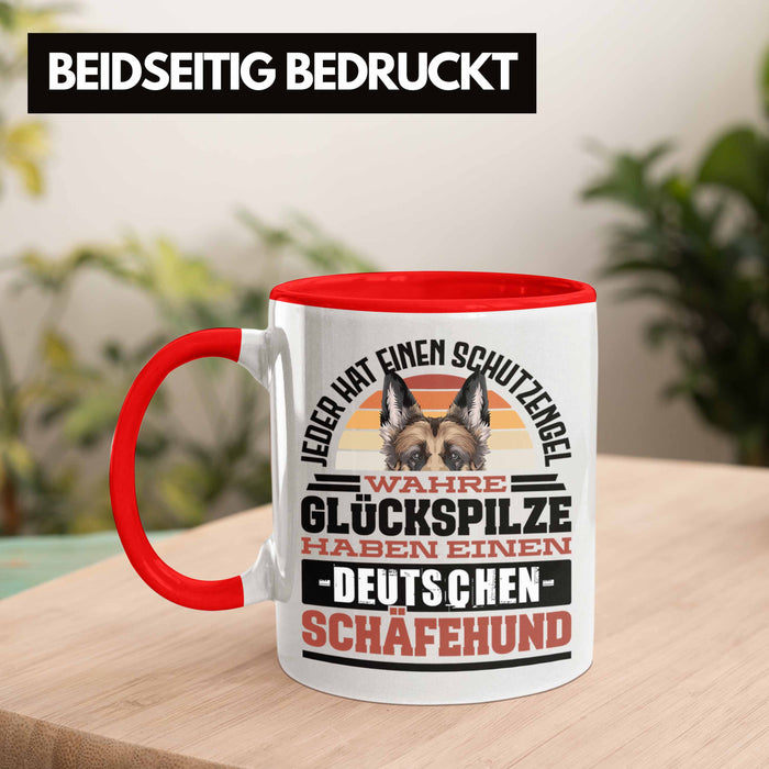 Deutscher Schäferhund Tasse Geschenkidee Kaffee-Becher Schäferhund Besitzer Schutzengel Rot Trendation