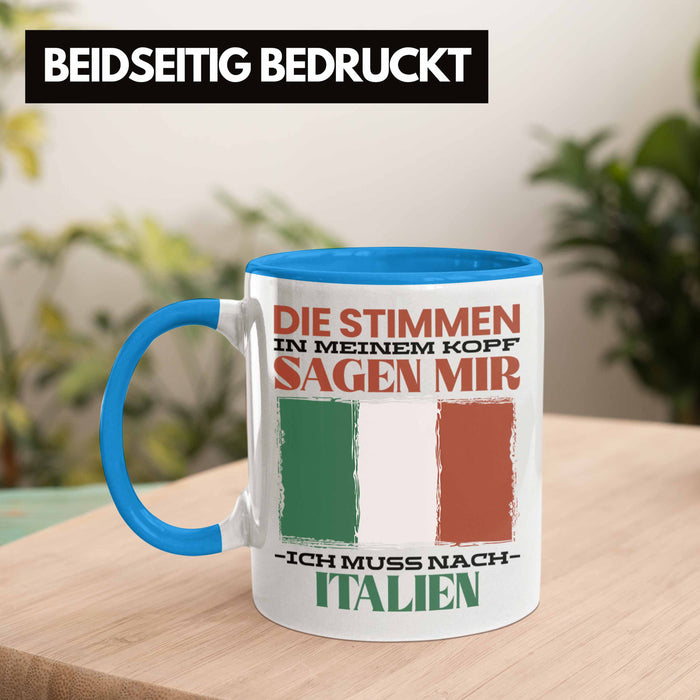 Italien Tasse Urlaub Heimat Geschenk Spruch Italiener Geschenkidee Blau Trendation