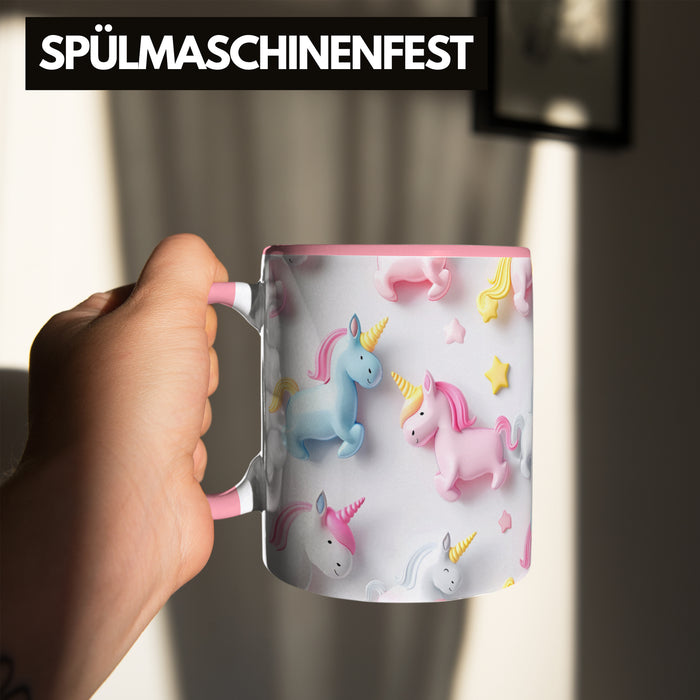 3D Tasse Einhorn Grafik Geschenkidee Mädchen 3D Einhorn Motiv Luftballong Viele Einhörner Rosa Trendation